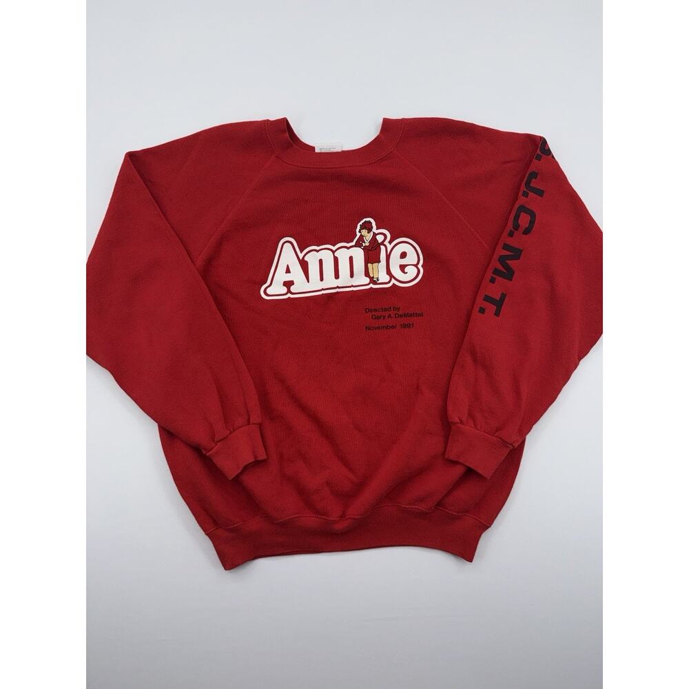 Vintage Annie Orphan 1991 Red Sweatshirt Made In USA Size X-large
